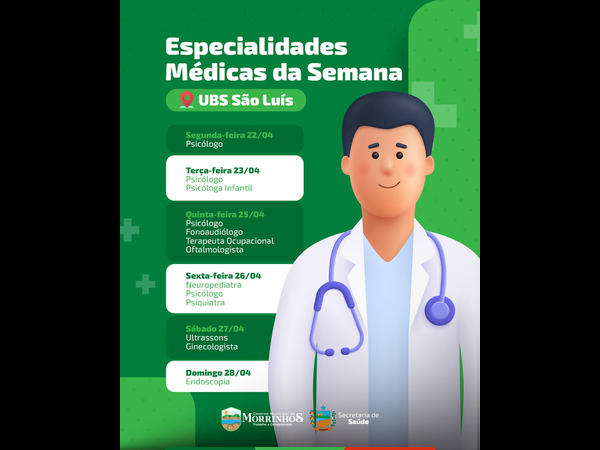 Especialidades Médicas na UBS São Luís!